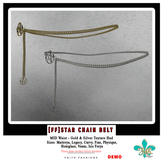Second Life Marketplace - [FF]Star Chain Belt MID Waist- Delivery HUD DEMO